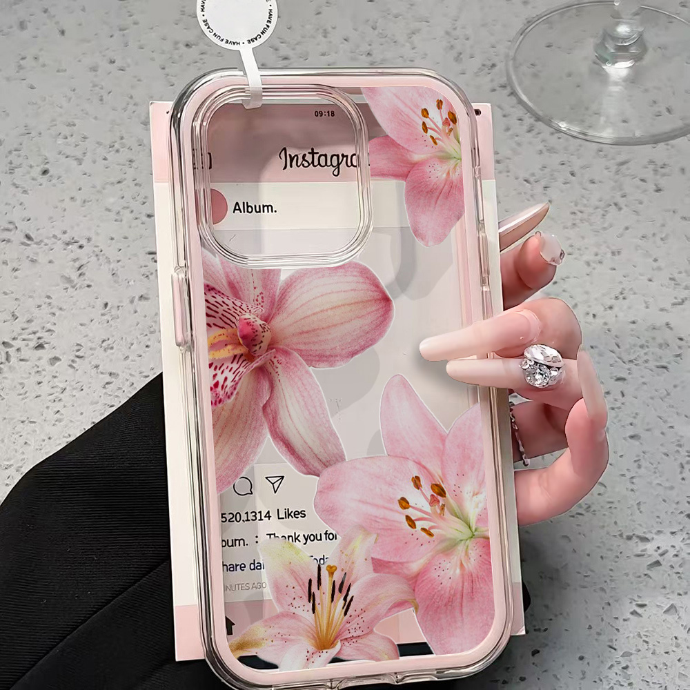 Pink Lily Flower Clear Phone C - đánh giá và giá Clear Shockproof Bumper Case