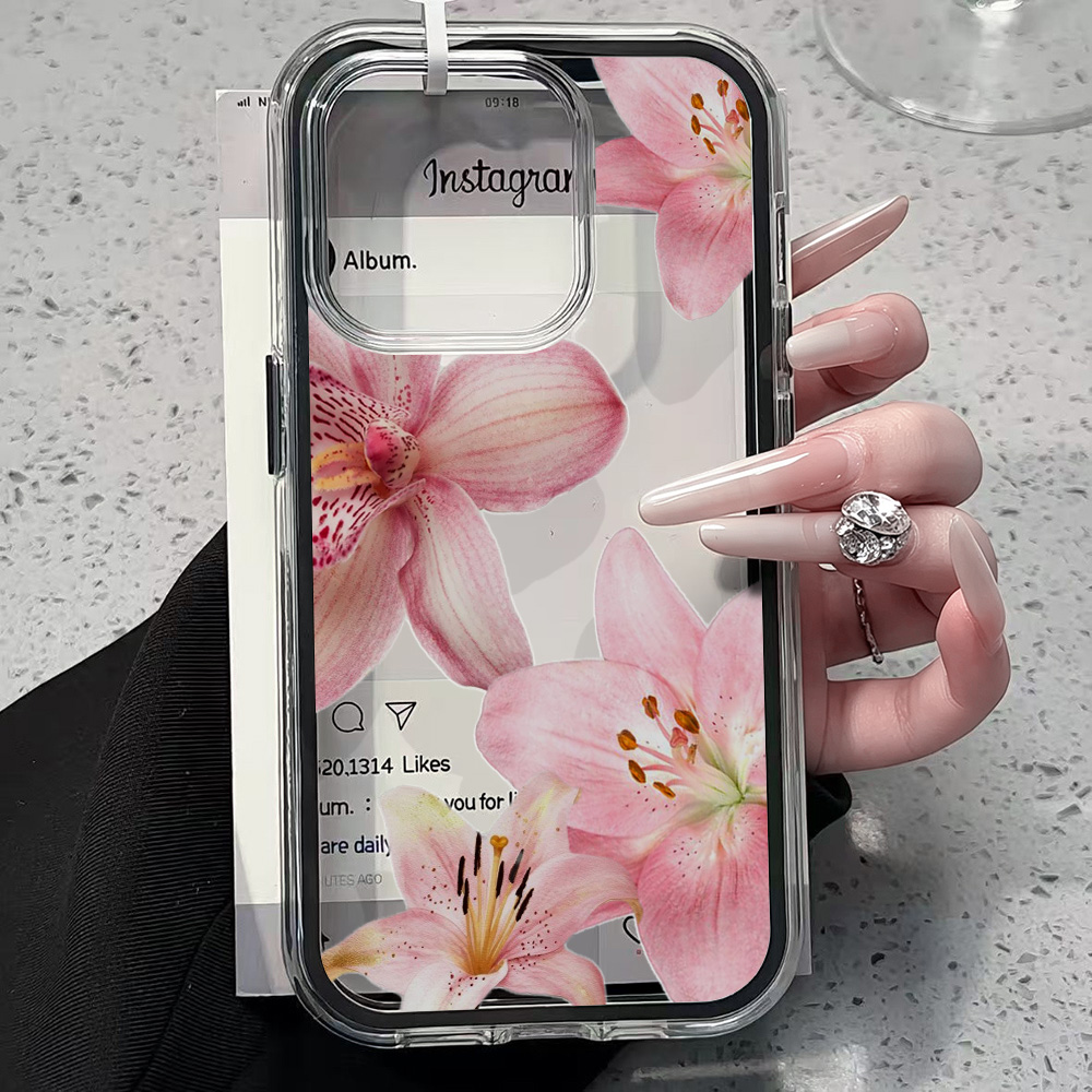 Pink Lily Flower Clear Phone C - đánh giá và giá Clear Shockproof Bumper Case